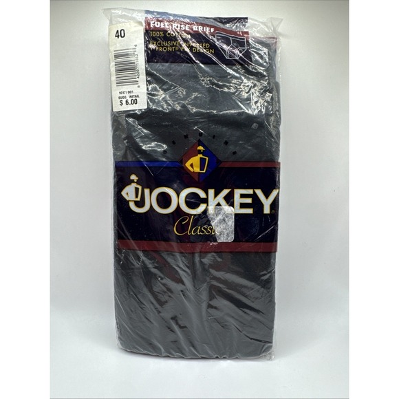 Jockey Other - NEW Vtg 1996 Genuine Jockey Full-Rise Classic Men's Brief Underwear‎ Sz 40 BLACK